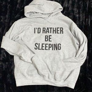 Grey sweatshirt with saying